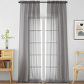 Grey Sheer Curtains for Windows 108 inches Long 2 Panels Set, Soft Airy Lightweight Drapes for Living Room Bedroom, Dual Rod Pocket Sheer Curtains, Charcoal Grey, 2x42Wx108L inches