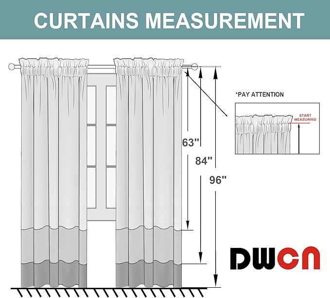 DWCN Turquoise Sheer Curtains Semi Transparent Voile Rod Pocket Curtains for Bedroom and Living Room, 52 x 84 inches Long, Set of 2 Panels