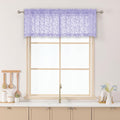 Chyhomenyc Light Purple Sheer Valances for Windows 14 Inch Length 2 Pcs, Light Filtering Leaf Textured Cafe Short Kitchen Curtains, Top Small Curtain for Living Room Bedroom Basement, 42" W x 14" L