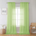 Lecloud Lime Sheer Curtains 96 Inches Long 2 Panels, Dual Rod Pockets Living Room Decor Light Filtering Curtains, Elegant Solid Color Window Treatment Drapes for Bedroom, Each Panel 42" W x 96" L
