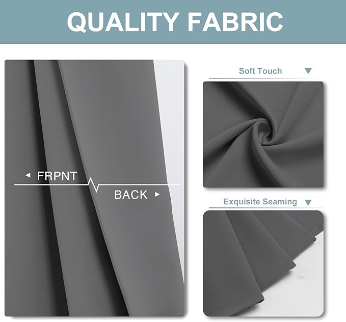ChrisDowa Blackout Curtains 70 inches Wide for Bedroom - 2 Panels Set Extra Wide Grommet Thermal Insulated Room Darkening Curtains for Living Room (Grey, 70 x 84 Inch)