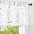 jinchan Kitchen Valance Curtain for Windows 16 Inch Mini Pom-Pom Double Layer Valance Linen Blend Country Window Treatment for Bedroom Living Room Light Filtering Rod Pocket 1 Panel Amber Bloom