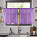 youleyar Solid Sheer Rod Pocket Curtain Voile Draperies 2 Panels White Beige Black Ivory Coffee 26 Inch Width 24 Inch Long 1 Pair for Kitchen Bedroom Children Living Room Yard(Lavender,26W x 24L)