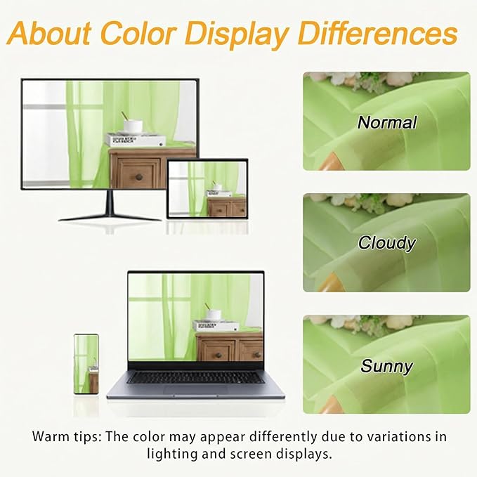 Gwine Sheer Curtains for Living Room 45 inch Length - Light Filtering Voile Window Curtain Panels for Bedroom, Soft Rod Pocket Sheer Curtain Drapes, Each 42Wx45L, 2 Panels, Lime