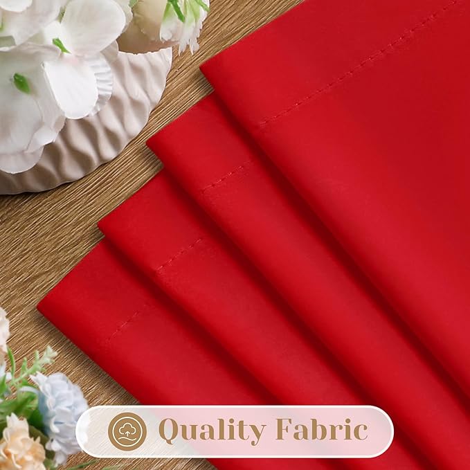 HOMEIDEAS Christmas Non-See-Through Red Privacy Sheer Curtains, 52 X 96 Inches Long 2 Panels Sheer Curtains Light Filtering Window Drapes for Bedroom Living Room