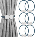 Melaluxe 6 Pack Magnetic Curtain Tiebacks, Decorative Curtain Holdbacks for Window Décor (Navy Blue)