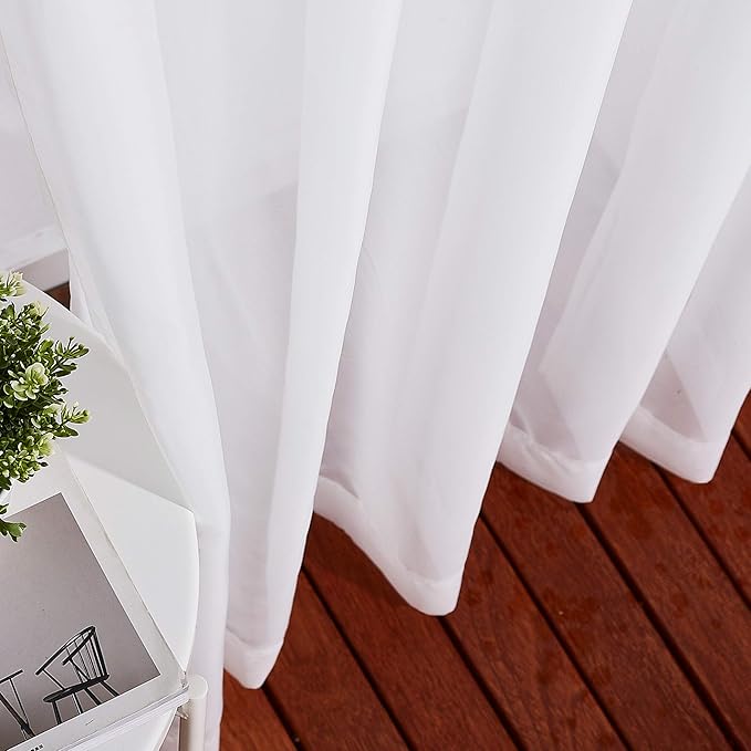 NICETOWN Ivory Sheer Curtains 72 inch Length - Grommet Living Room Curtain Panels Voile Textured Soft and Lightweight Window Treatments for Bedroom/Flat, W37 x L72, 2 Pieces