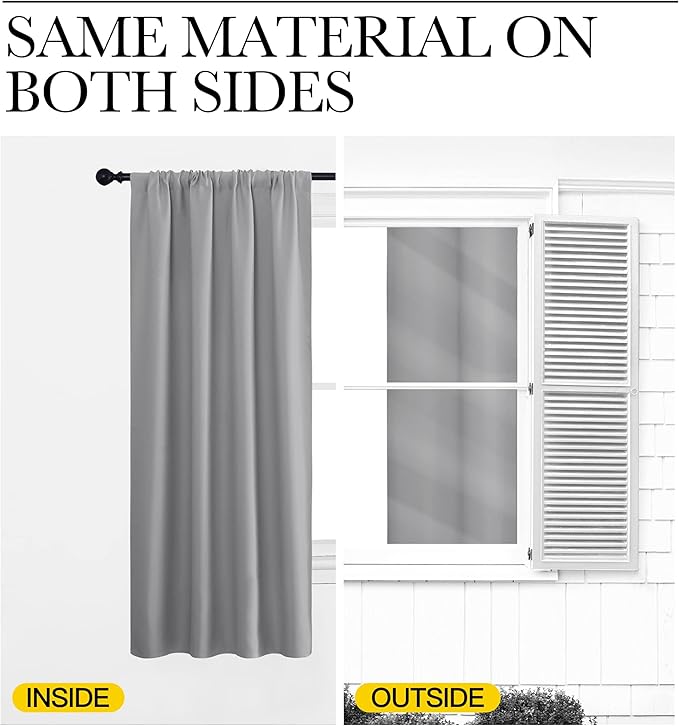 NICETOWN RV Blackout Curtains for Camper Windows, Short Room Darkening Drapes for Kitchen, Home Decoration Thermal Insulated Blackout Blinds for Small Windows (Silver Grey, 2 Panels, W34 x L30)