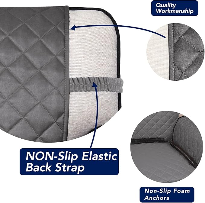 PureFit Reversible Quilted Sofa Cover, Water Resistant Slipcover Furniture Protector, Washable Couch Cover with Non Slip and Elastic Straps for Kids, Dogs, Pets (Chair, Gray/Gray)