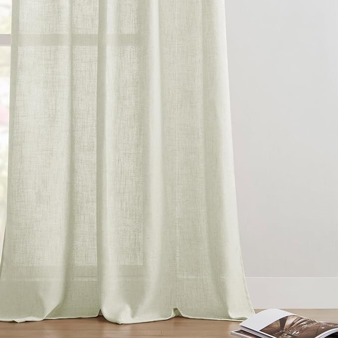 Joydeco Linen Curtains 84 Inch Length 2 Panel Sets,Light Filtering Curtains for Bedroom 52 Inch Wide Living Room Drapes with Back Tabs & Rod Pockets (W52 x L84 Inch, Oatmeal)