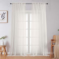 Ivory Sheer Curtains for Bedroom Living Room 96 Inches Long 2 Panels, Modern Airy Soft Lightweight Rod Pocket Light Filtering Sheer Curtains Drapes, Ivory, Each 59" Wx96 L Inch