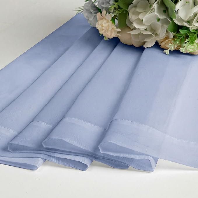 Lecloud Denim Blue Sheer Curtains 63 Inch Length 2 Panels, Light Filtering Voile Bedroom Curtains with Rod Pocket, Airy Farmhouse Window Drapes for Living Room Dining Room, Each Panel 42" W x 63" L