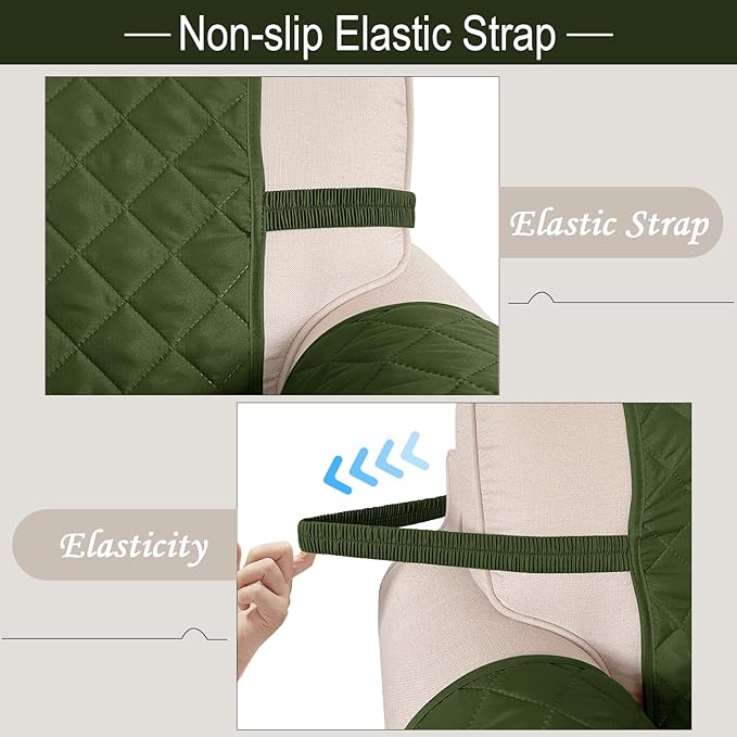 Reversible Sofa Covers Couch Cover Furniture Protector for Dogs Elastic Straps Water Resistant(Sofa,Huntergreen/Sage)