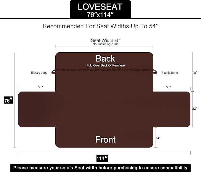U-NICE HOME Loveseat Sofa Cover Reversible Couch Cover for Dogs with Elastic Straps Water Resistant Furniture Protector for Pets Couch Cover for 2 Cushion Couch (Loveseat, Beige/Beige)
