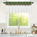 FRAMICS Farmhouse Valance Curtains, Boho Cotton Linen Kitchen Valance, Rustic Button Window Valances for Kitchen Bathroom, Rod Pocket Valances for Windows, Olive Green and White, 52 x 18 Inch