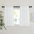 NICETOWN White Semi Sheer Linen Kitchen Curtains 36 inch Length, Rod Pocket & Back Tab Linen Weave Window Treatments Vertical Drapes Privacy with Light Through for Cafe, W29 x L36, 2 Panels