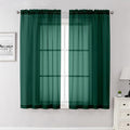 Lecloud Hunter Green Sheer Curtains 63 Inch Length 2 Panels Set, Voile Solid Window Curtains for Bedroom Light Filtering Living Room Drapes with Rod Pocket, Each Panel 42 X 63 Inch