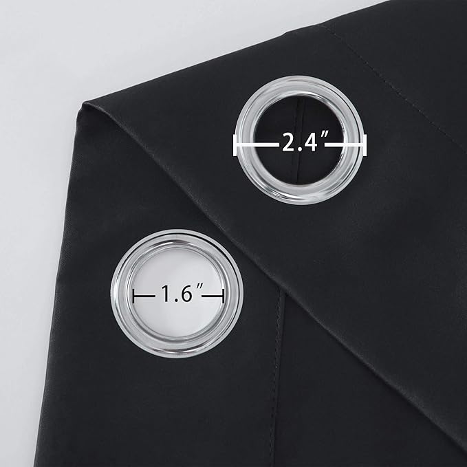 LEMOMO Blackout Curtains 66 x 95 inch/Black Curtains Set of 2 Panels/Thermal Insulated Room Darkening Bedroom Curtains