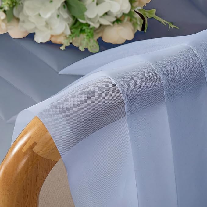 Lecloud Denim Blue Sheer Curtains 78 Inches Long 2 Panels, Airy Light Filtering Voile Bedroom Curtains for Living Room Windows, Rod Pocket Solid Drapes for Dining Room, Each Panel 42" W x 78" L