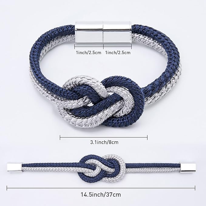 NICEEC 2 Pack Mini Magnetic Curtain Tiebacks Nordic Simple Style Drape Tie Backs Elegant Hand Weave Rope Knot Decorative Curtain Holdbacks for Home & Office Thin Window Drapery (Dark Blue & Grey)