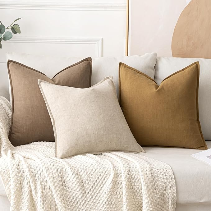 MIULEE Decorative Linen Lumbar Pillow Covers 12x20 Inch Natural Beige Boho Farmhouse Neutral Couch Throw Pillows for Bed Pack of 2 Accent Modern Pillowcase Sofa Livingroom Home Decor