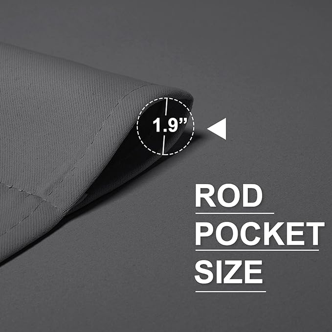 RYB HOME Blackout Curtains for Bedroom Living Room 72 inches Long, Thermal Insulated Privacy Rod Pocket Drapes for Nursery Office Home Theater, Width 34 by Length 72, Grey, 2 Panels