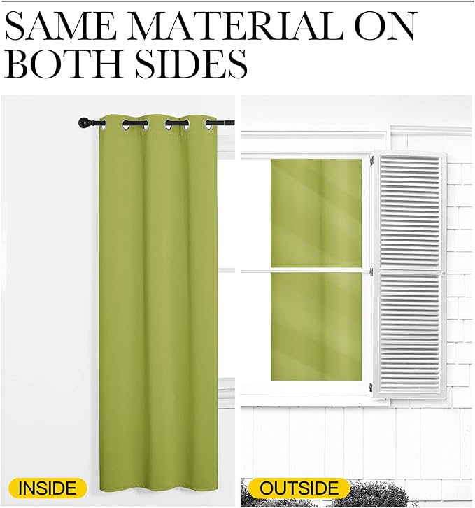 NICETOWN Fresh Green Blackout Curtains 102 inches Length for Living Room, 2 Panels, 55" Wide, Thermal Insulated Long Drapes for Large Window