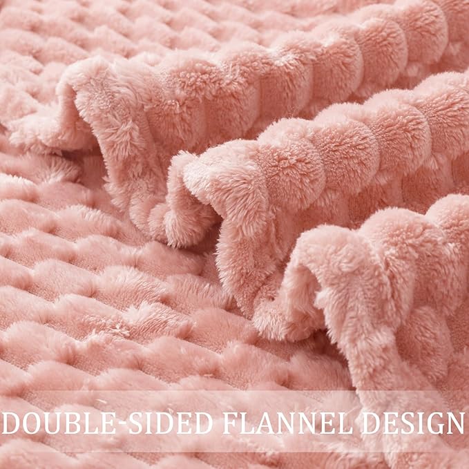 Exclusivo Mezcla Fleece Throw Blanket for Couch, Extra Large Fuzzy Dusty Pink Bed Blankets, Soft Cozy Plush Sofa Throws for All Seasons, 50x70 Inches