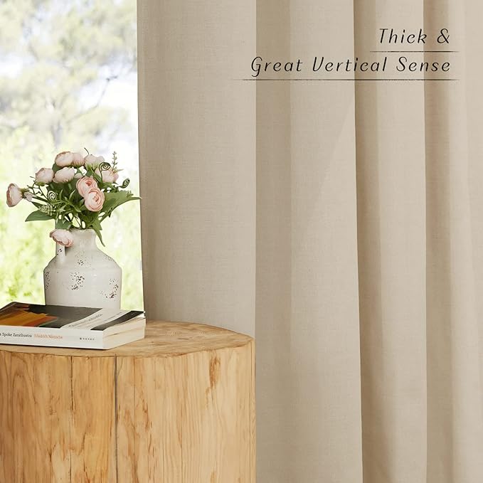 NICETOWN Linen Angora Window Curtains 84 inches Long, Grommet Thick Linen Blend Window Treatments Privacy Assured with Light Filtering for Bedroom/Living Room, W42 x L84