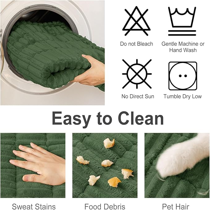 hyha Couch Covers for Dogs Washable, Non Slip Plush Dog Sofa Protectors, Fuzzy Pet Couch Covers for 3 Cushion Sofa Pet Friendly (Dark Green, 27.6" x 82.7")