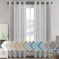 H.VERSAILTEX Linen Curtains Flax Linen Blended Curtain Panels for Living Room/Bedroom Semi Sheer Privacy Curtains 96 inch Length 2 Panels Set Nickel Grommet Window Drapes, Grey