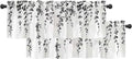 Watercolor Grey Leaves Window Valance for Bedroom Living Room, Gray Leaf Curtains Valanes for Windows, 3" Rod Pocket Window Treatment for Home Decorations, 18 x 54 Inch, 2 Pack