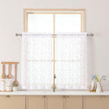 Chyhomenyc White Sheer Curtains 36 Inch Length, Light Filtering Leaf Tufted Textured Small Window Kitchen Curtain Over Sink, Short Half Window Curtains for Bathroom Basement, 30" Wx36 L, 2 Panels