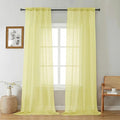 Gwine Sheer Curtains 96 Inches Long - Light Filtering Rod Pocket Window Curtain Panels for Bedroom, Elegant Soft Voile Living Room Sheer Drapes, Each 42Wx96L, 2 Panels, Lemon
