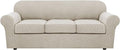 H.VERSAILTEX 4 Piece Stretch Sofa Covers for 3 Cushion Couch Covers for Living Room Furniture Slipcovers (Base Cover Plus 3 Seat Cushion Covers) Upgraded Thicker Jacquard Fabric (Sofa, Island Fossi)