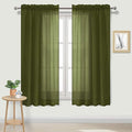 DWCN Olive Green Sheer Curtains Semi Transparent Voile Rod Pocket Curtains for Bedroom and Living Room, 42 x 72 inches Long, Set of 2 Panels