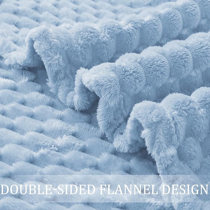 Exclusivo Mezcla Fleece Throw Blanket for Couch, Extra Large Fuzzy Stone Blue Bed Blankets, Soft Cozy Plush Sofa Throws for All Seasons, 50x70 Inches