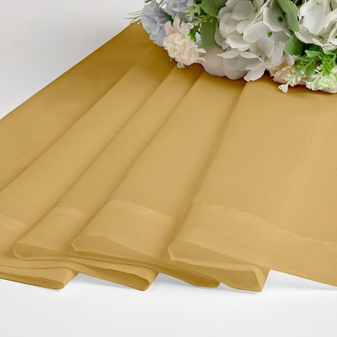 Chyhomenyc Gold Sheer Curtains 63 Inch Length 2 Panels, Rod Pocket Solid Window Sheer Curtain Panels, Elegant Curtains & Drapes for Living Room Bedroom 2 Panels (Gold, 42 W x 63 L)