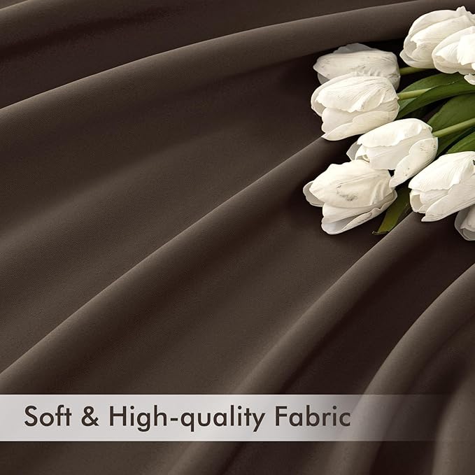 MIULEE Chocolate Brown Back Tab Blackout Curtains 84 Inch Length 2 Panels Set for Living Room Bedroom Privacy, Rod Pocket/Pinch Pleat Thermal Insulated Room Darkening Pleated Light Blocking Drapes