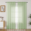 Gwine Light Green Sheer Curtains 84 Inches Long 2 Panels Set for Living Room, Rod Pocket Voile Bedroom Curtains, Light Filtering Solid Window Sheer Panels, Each 42" Wx84 L