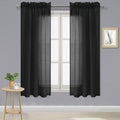 DWCN Black Sheer Curtains Semi Transparent Voile Rod Pocket Curtains for Bedroom and Living Room, 42 x 63 inches Long, Set of 2 Panels