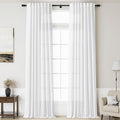 Nanspring White Linen Curtains Extra Long Back Tab Curtains 137 Inches Long for Living Room Farmhouse Light Filtering Semi Sheer Linen Drapes Ceiling to Floor for Large Window 2 Panels Set 52x137