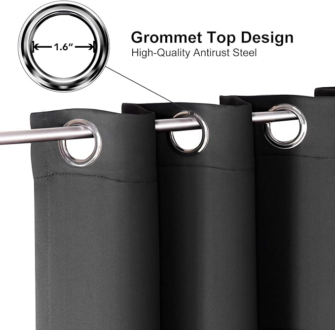 ChrisDowa Small Window Curtains 50 inches Long for Bedroom - Grommet Short Thermal Insulated Room Darkening Curtains for Kitchen (2 Panels, Dark Grey, 29 x 50 Inch)
