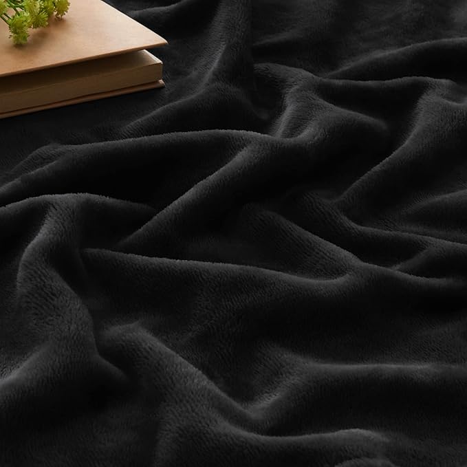 BEDELITE Fleece Blanket Black Full Blankets for Couch & Bed, Luxury Plush Cozy Fuzzy Blanket 84" x 90", Super Soft Warm Lightweight Throw Blanket for Travel Camping