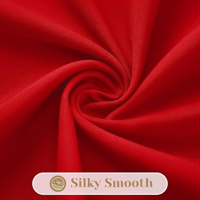 HOMEIDEAS Christmas Non-See-Through Red Privacy Sheer Curtains, 52 X 54 Inches Long 2 Panels Sheer Curtains Light Filtering Window Drapes for Bedroom Living Room