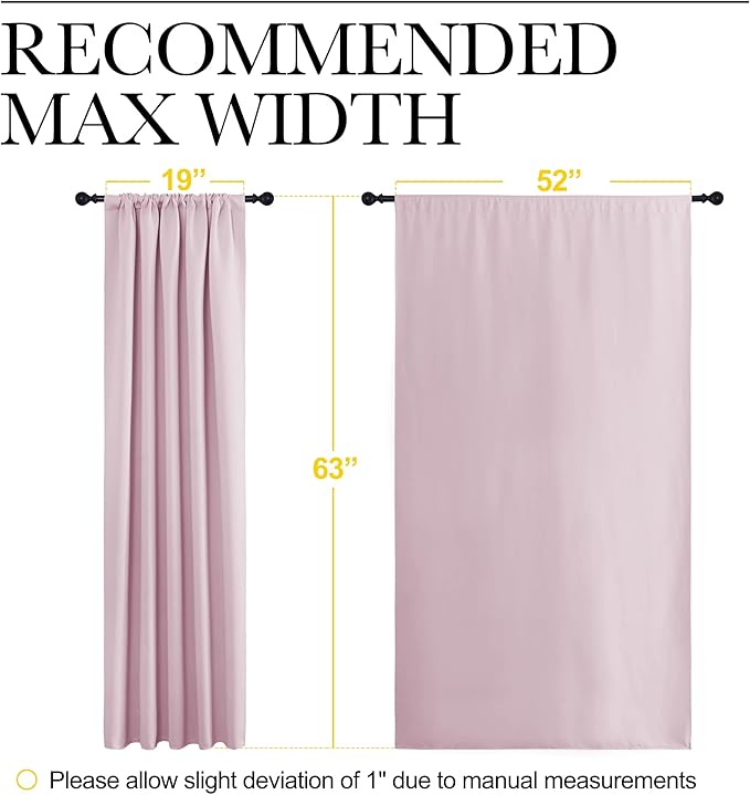 NICETOWN Room Darkening Curtains and Drapes - Thermal Insulated Rod Pocket Room Darkening Draperies for Dining Room (Lavender Pink, 2 Pieces, 52 inches Width by 63 inches Length)