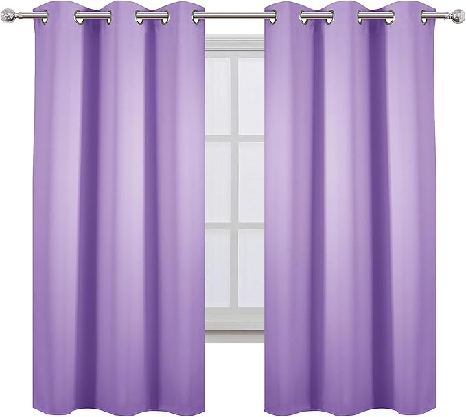 LEMOMO Lavender Blackout Curtains 38 x 63 Inch Length/Set of 2 Curtain Panels/Thermal Insulated Room Darkening Blackout Curtains for Bedroom