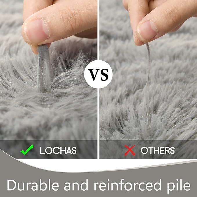 LOCHAS Ultra Soft Indoor Modern Area Rugs Fluffy Living Room Carpets for Children Bedroom Home Decor Nursery Rug 3x5 Feet, Grey