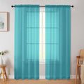 Turquoise Sheer Curtain for Bedroom Living Room 78 Inches Long 2 Panels Set, Solid Soft Airy Light Filtering Sheer Window Curtains, Modern Rod Pocket Door Curtain, 42" Wx78 L Inches