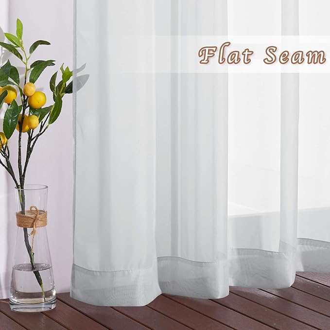 NICETOWN Soft Voile Sheer Curtains for Bedroom, Grommet Elegant Lightweight Window Drapes Airy & Breathable for Farmhouse/Living Room, 2 Panels, Light Grey, W54 x L90